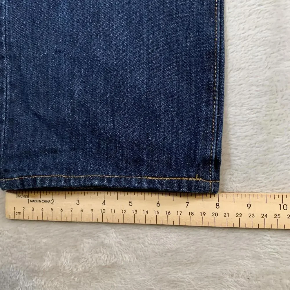 Levis 501 Jeans Mens 34x30 Blue Straight Button Fly Dark Mid Rise Distressed - Picture 6 of 12